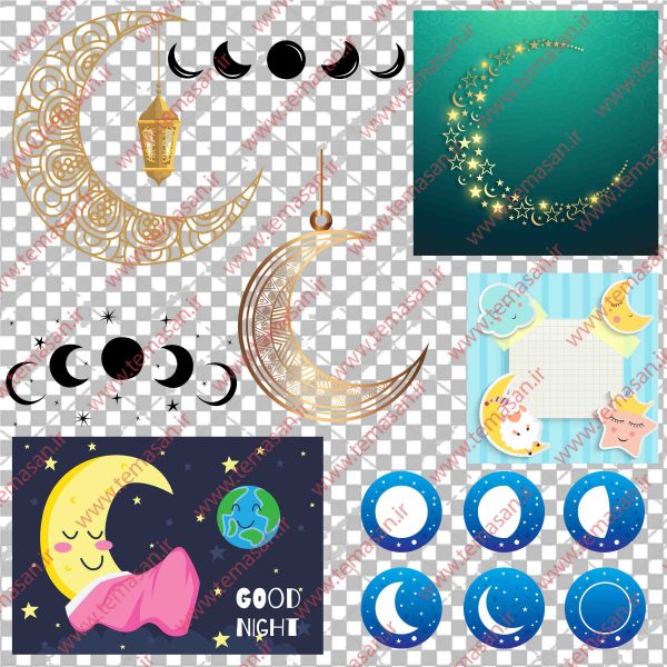 وکتور ماه ، وکتور ماه رمضان ، وکتور ماه و ستاره ، طرح ماه برای تاتو Moon Vectors
